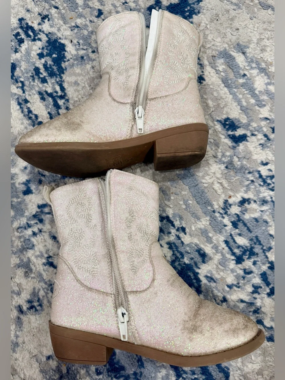 PAWZ Iridescent Pink Glitter Kids Western Boots